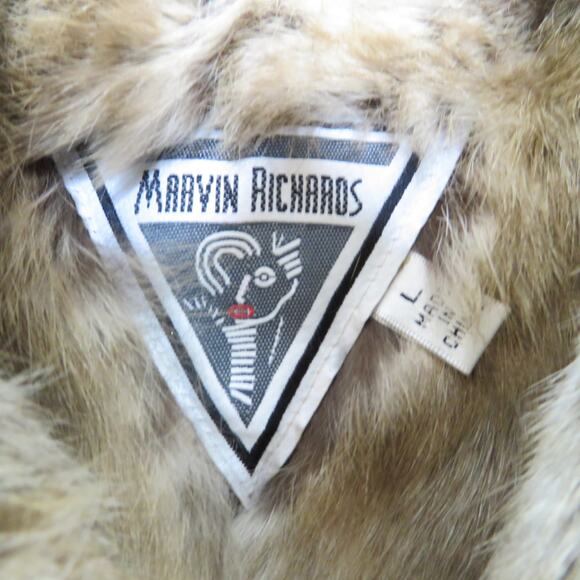 Marvin Richards 1990s Vintage Rabbit Fur Jean Jacket Denim Jacket Large - Picture 8 of 8